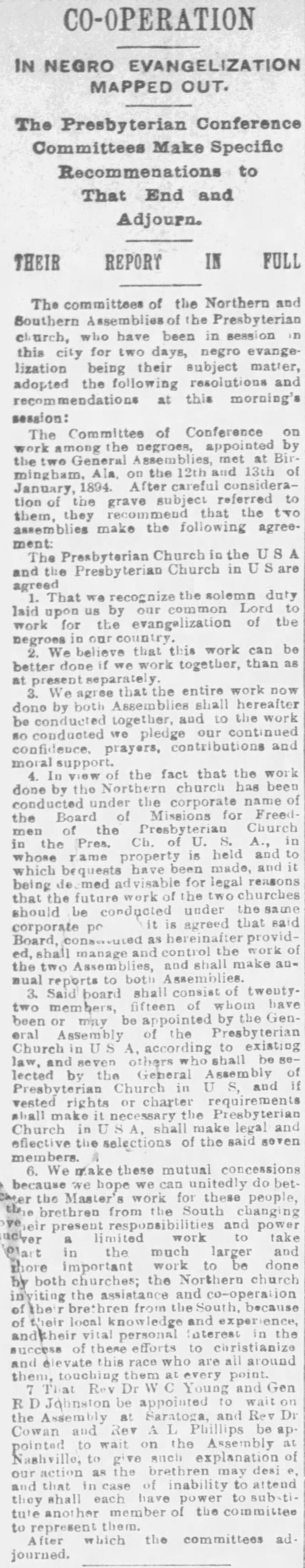 Cooperation in Negro Evangelization Mapped Out